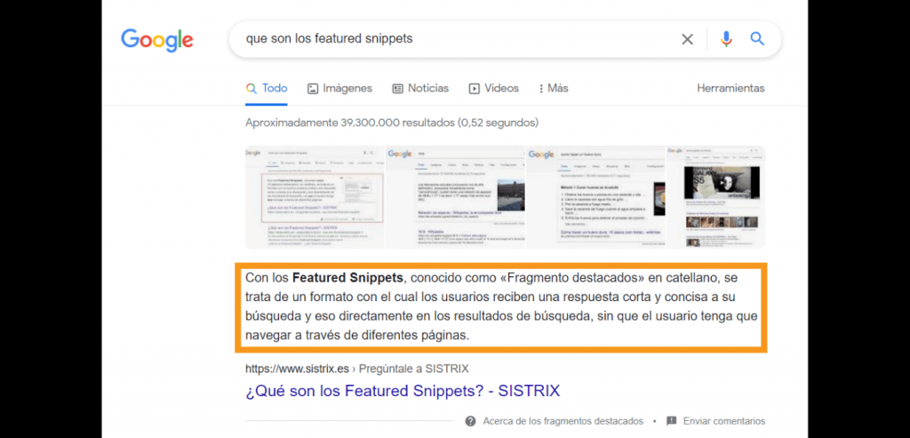 Texto Featured Snippets
